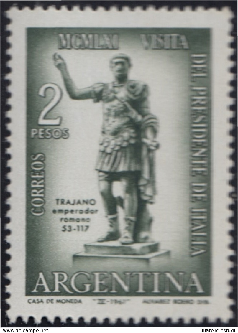 Argentina 638 1961 Presidente Italiano Gronchi Estatua Del Emperador Trajan MH - Autres & Non Classés