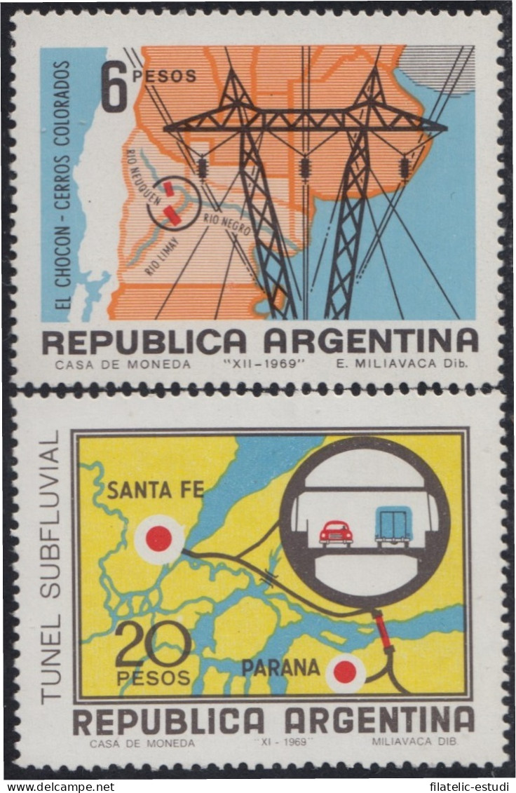 Argentina 858a/59a 1969 Economía Y Tecnología. Filigrana G MH - Other & Unclassified