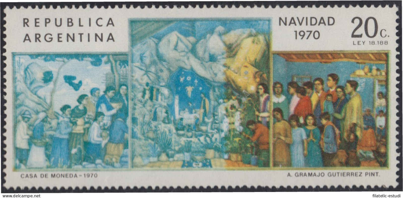 Argentina 877 1970 Navidad Chritsmas Error De Impresión MNH - Autres & Non Classés