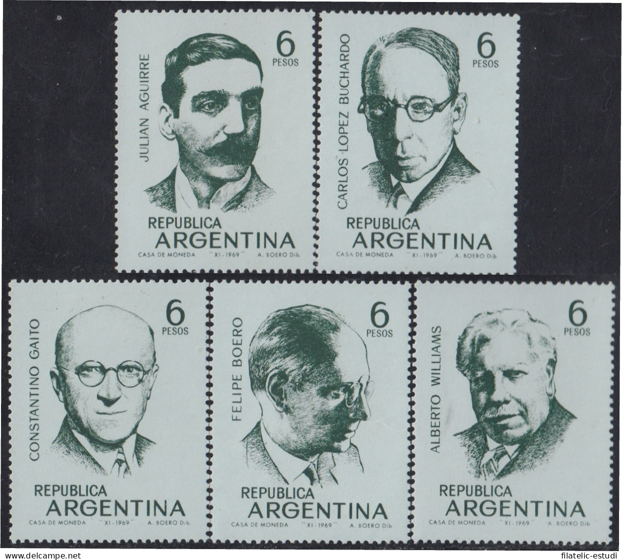 Argentina 852/56 1969 Músicos Argentinos. Filigrana G MH - Otros & Sin Clasificación