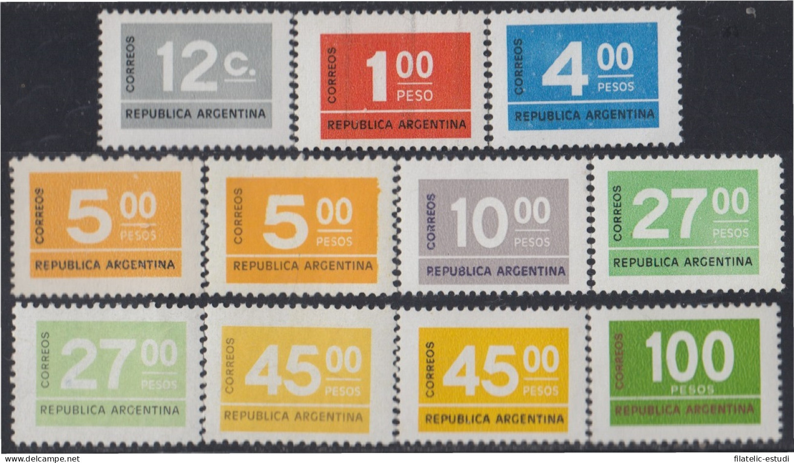 Argentina 1040/1048 1975 Serie Corriente. Cifras Sin Filigrana MNH - Otros & Sin Clasificación