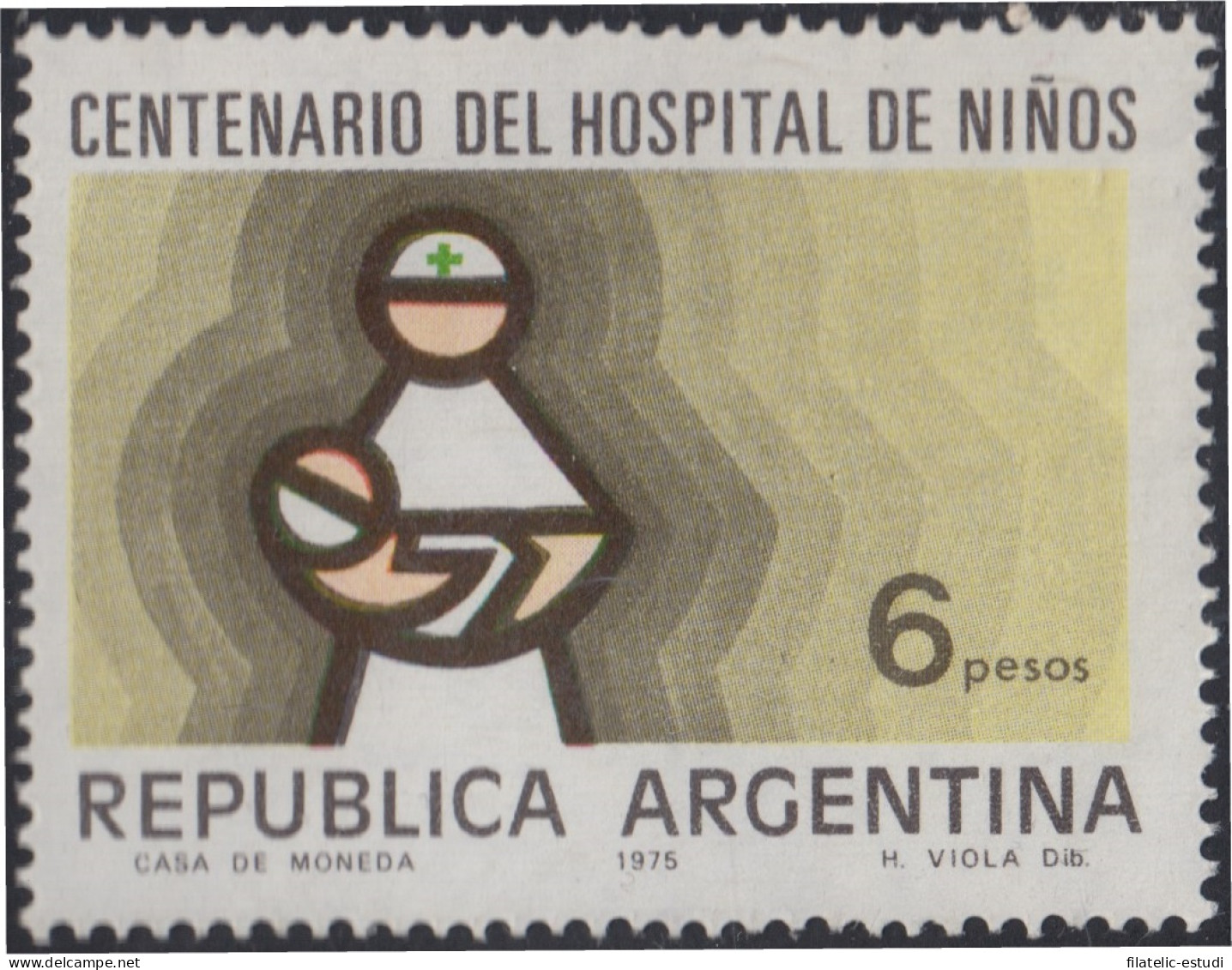 Argentina 1033 1975 Centenario Del Hospital De Niños Filigrana G Mate. MNH - Otros & Sin Clasificación