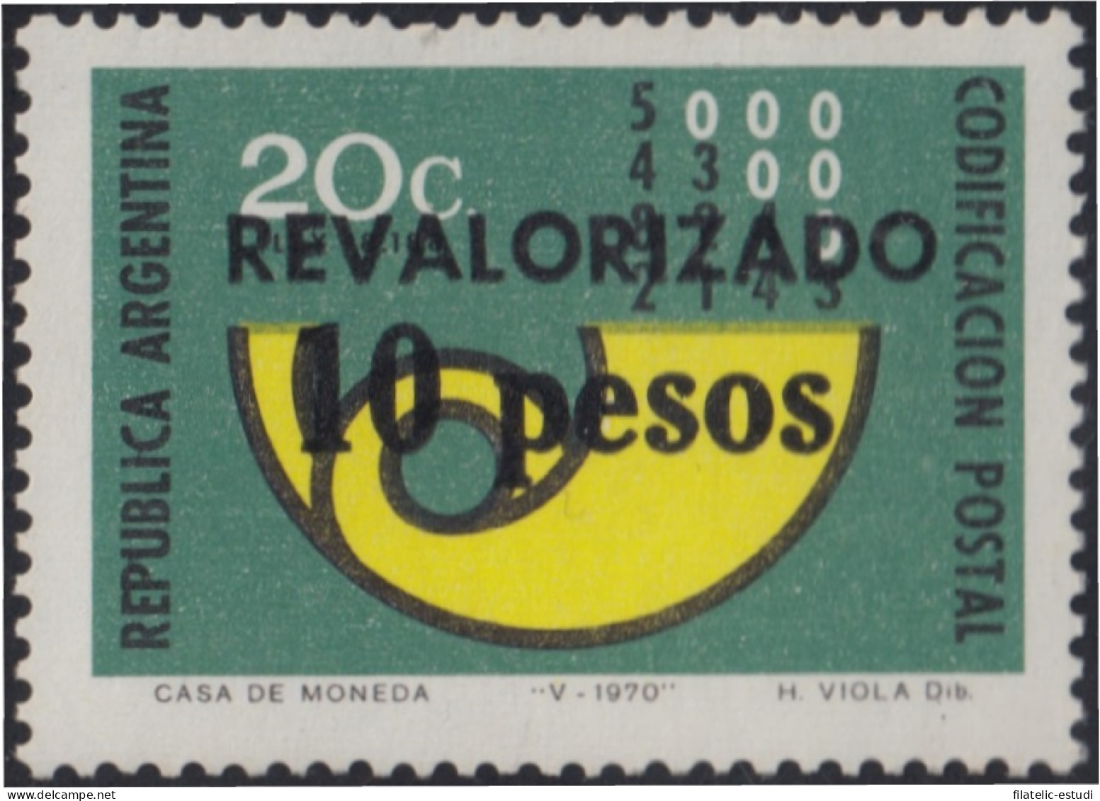 Argentina 1028 1975 Código Postal. Sin Filigrana. Sobrecargado MNH - Other & Unclassified