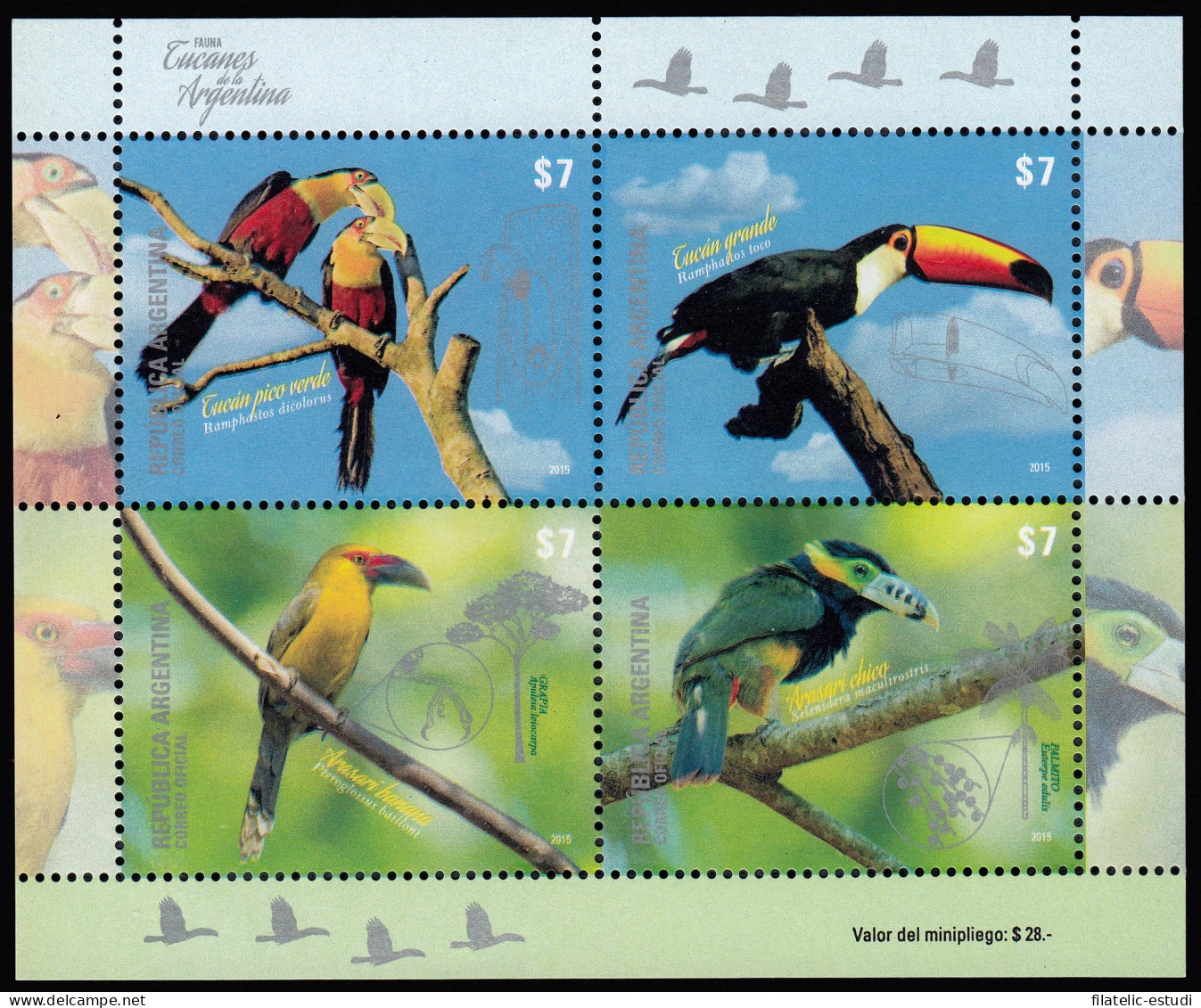 Argentina 3089/92 2015 Fauna Tucanes De Argentina  MNH - Autres & Non Classés