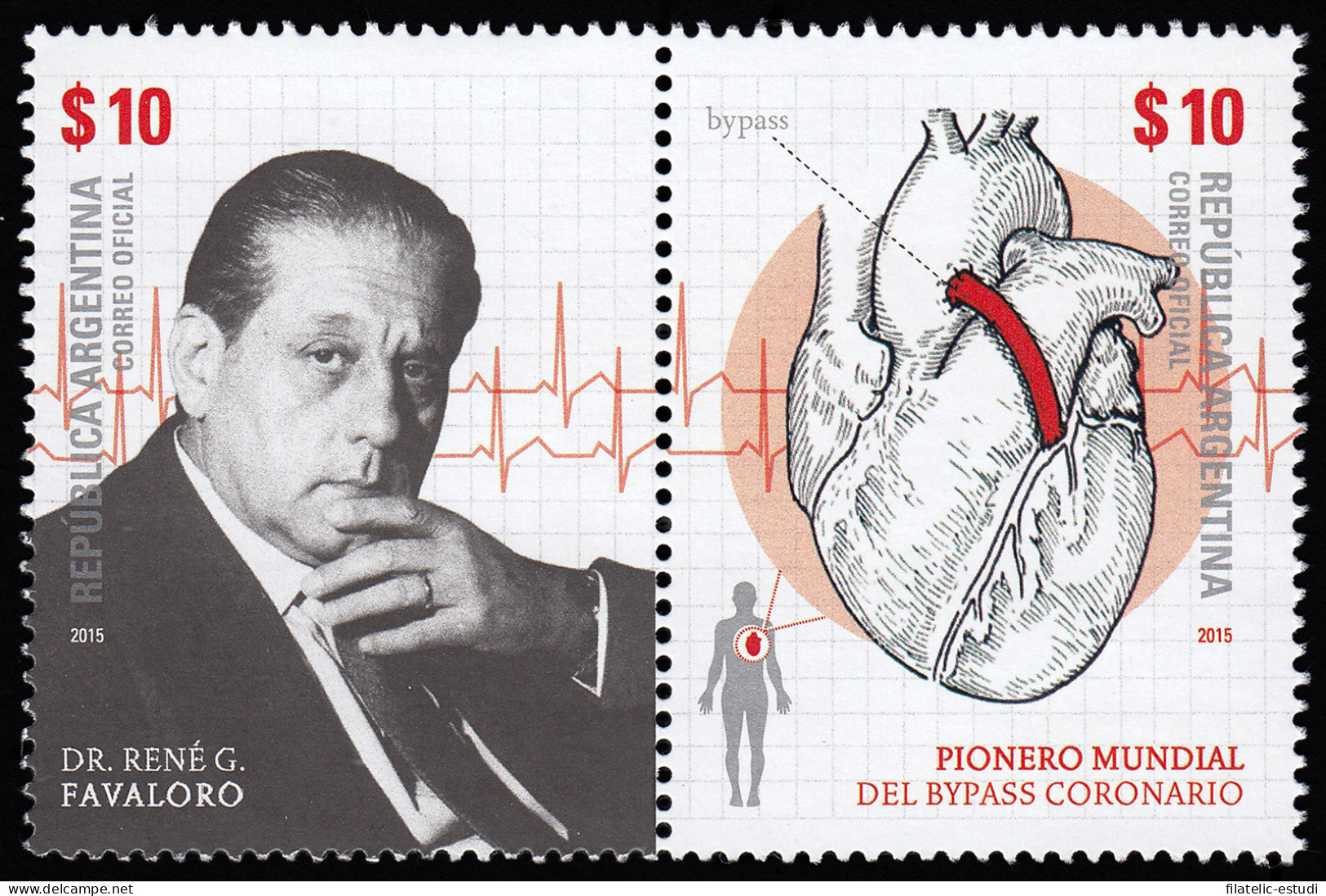 Argentina 3082/83 2015 René Favaloro Cardiólogo MNH - Otros & Sin Clasificación