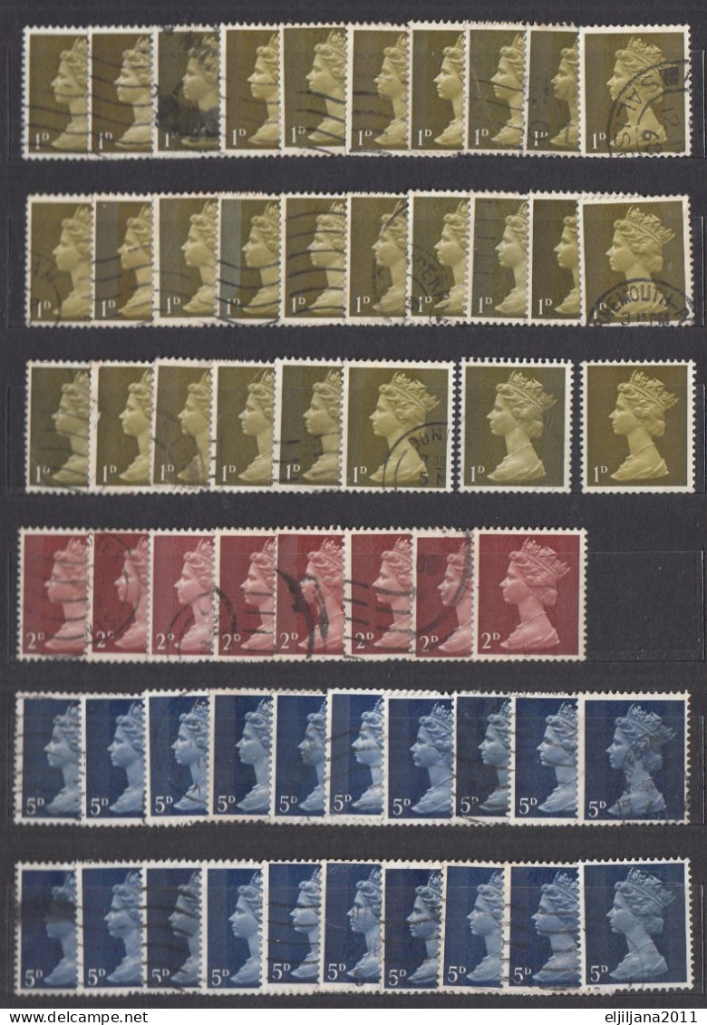 ⁕ GB / UK / QEII. ⁕ Queen Elizabeth II. Machin, Definitives ⁕ 1970 Stamps In Two Albums - See Scan 37 Pages (7v Perfin) - Verzamelingen
