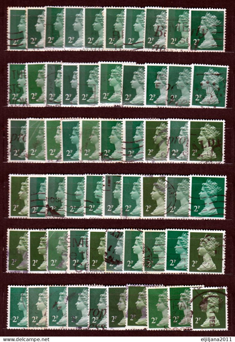 ⁕ GB / UK / QEII. ⁕ Queen Elizabeth II. Machin, Definitives ⁕ 1970 Stamps In Two Albums - See Scan 37 Pages (7v Perfin) - Sammlungen