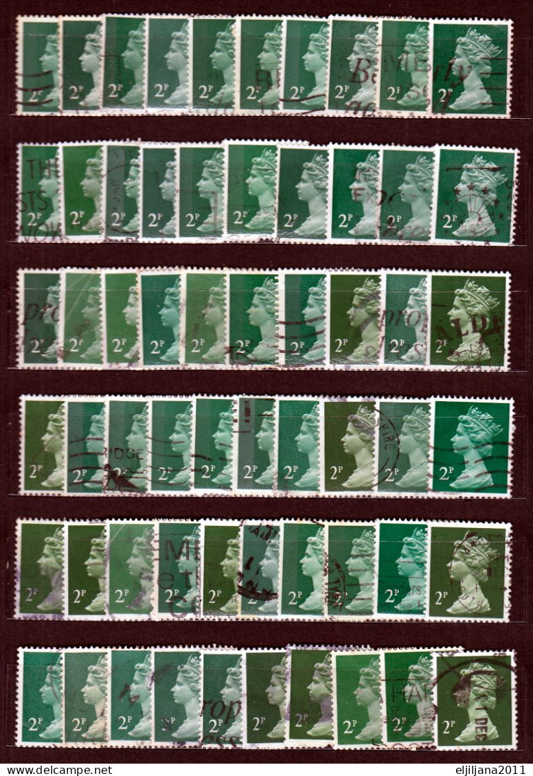 ⁕ GB / UK / QEII. ⁕ Queen Elizabeth II. Machin, Definitives ⁕ 1970 Stamps In Two Albums - See Scan 37 Pages (7v Perfin) - Collections