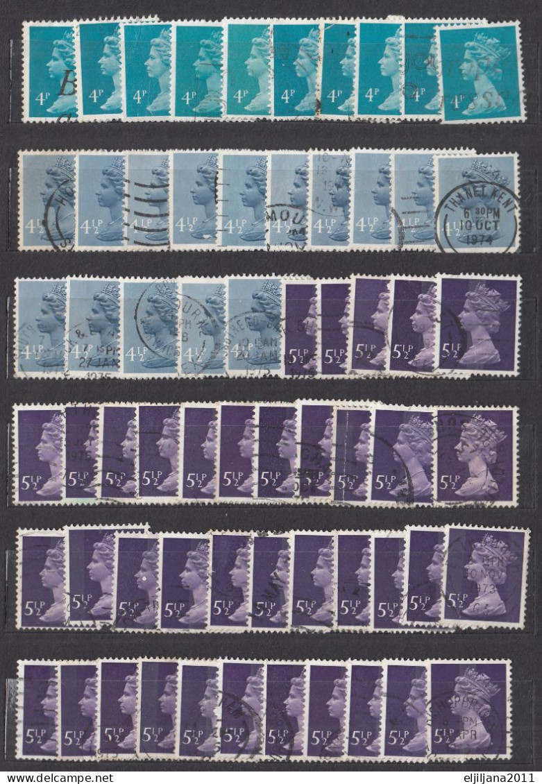 ⁕ GB / UK / QEII. ⁕ Queen Elizabeth II. Machin, Definitives ⁕ 1970 Stamps In Two Albums - See Scan 37 Pages (7v Perfin) - Sammlungen