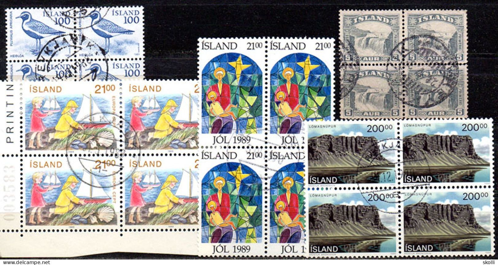 ICELAND. 1931 -90. Five Different Block Of Four. - Blocks & Kleinbögen