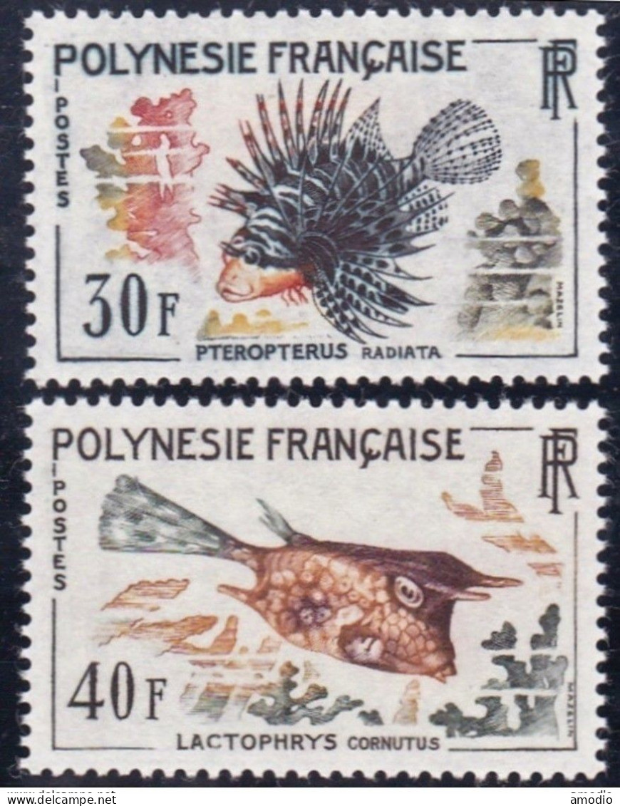 Polynesie YT 18/21 Poissons Des Coraux N** MNH 2 Scans - Neufs