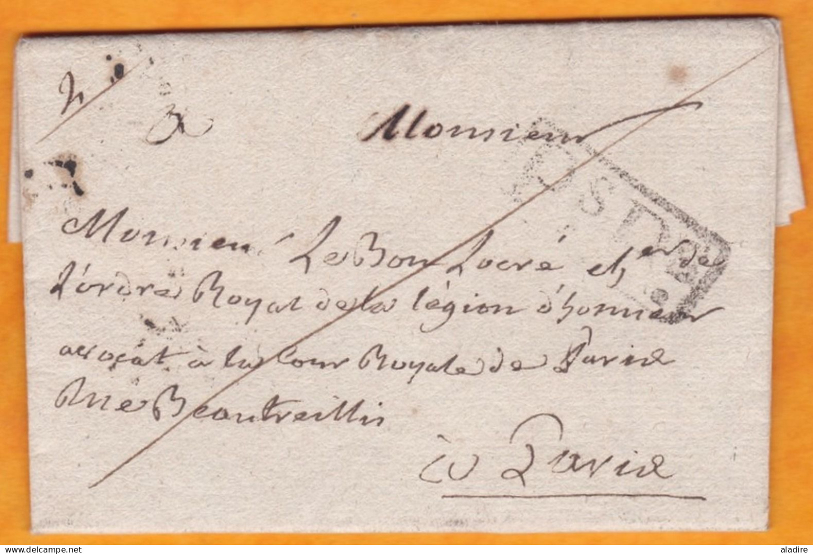 1822 - Marque Postale PsPs Port Payé Passe Paris   Sur Lettre  De 2 Pages De PLOERMEL, Morbihan Vers PARIS - 1801-1848: Précurseurs XIX