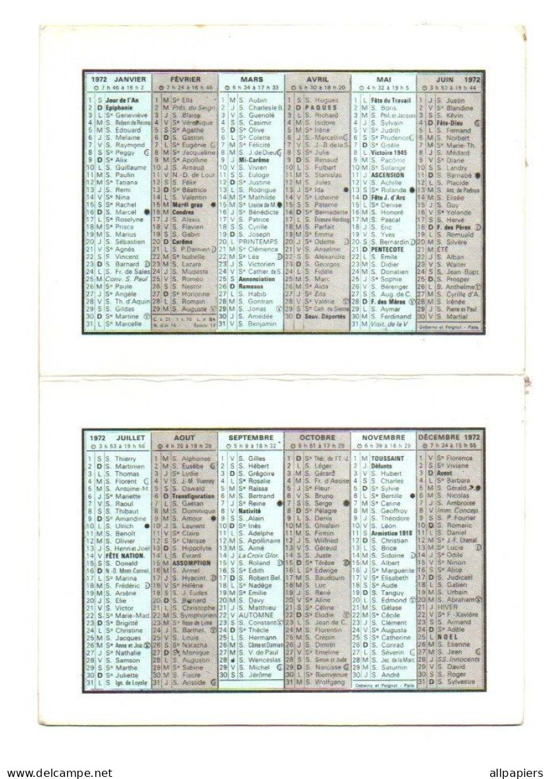 Petit Calendrier 1972 Publicité La Crèmerie Girbal Paris 13° - Format Déplié : 15x10 Cm - Klein Formaat: 1971-80