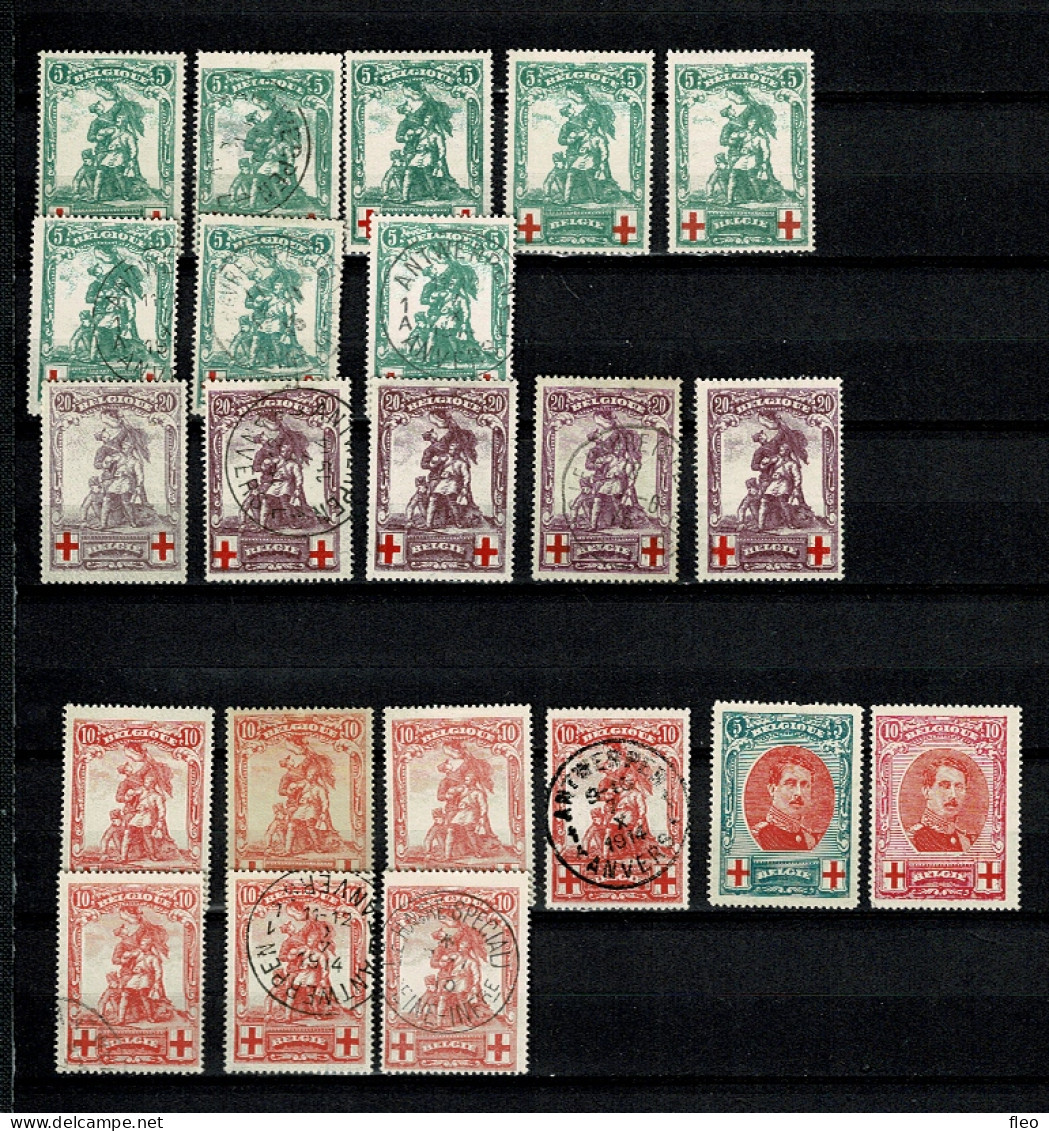 1914 126/128 & 132/133 Rode Kruis/Croix Rouge : Lotje Faux/vervalst - 1918 Red Cross