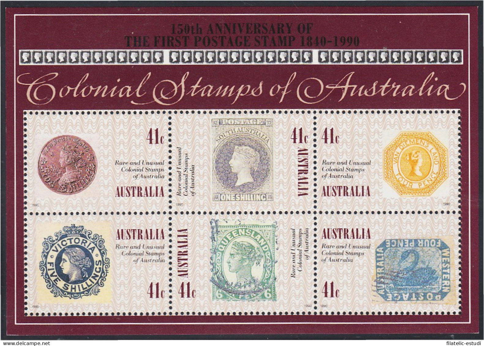 Australia HB 12 150 Aniversario Del Primer Sello MNH - Autres & Non Classés