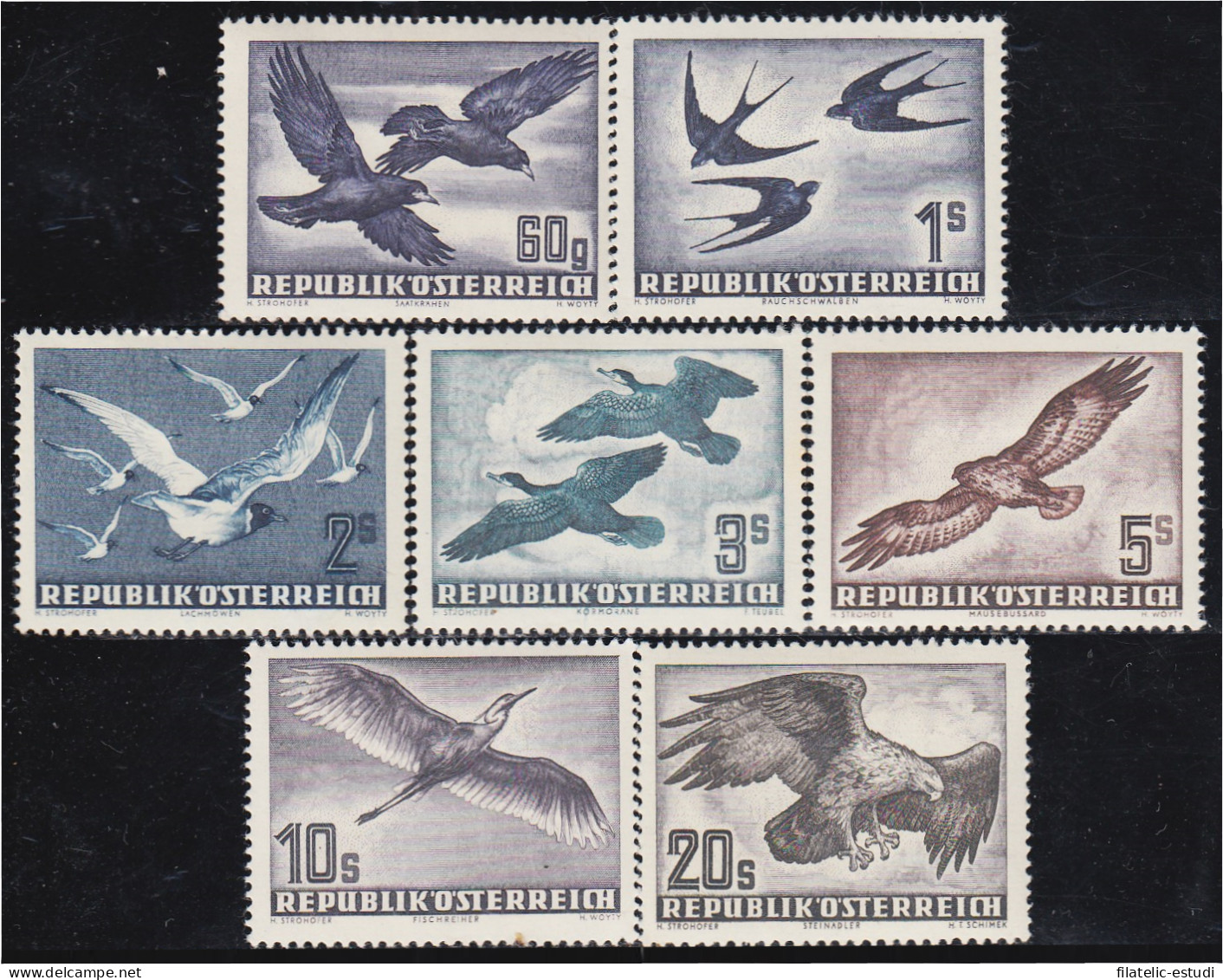 Austria Osterreich A- 54/60 1950/53 Fauna Grabados Aves Pájaros Birds  MH - Altri & Non Classificati