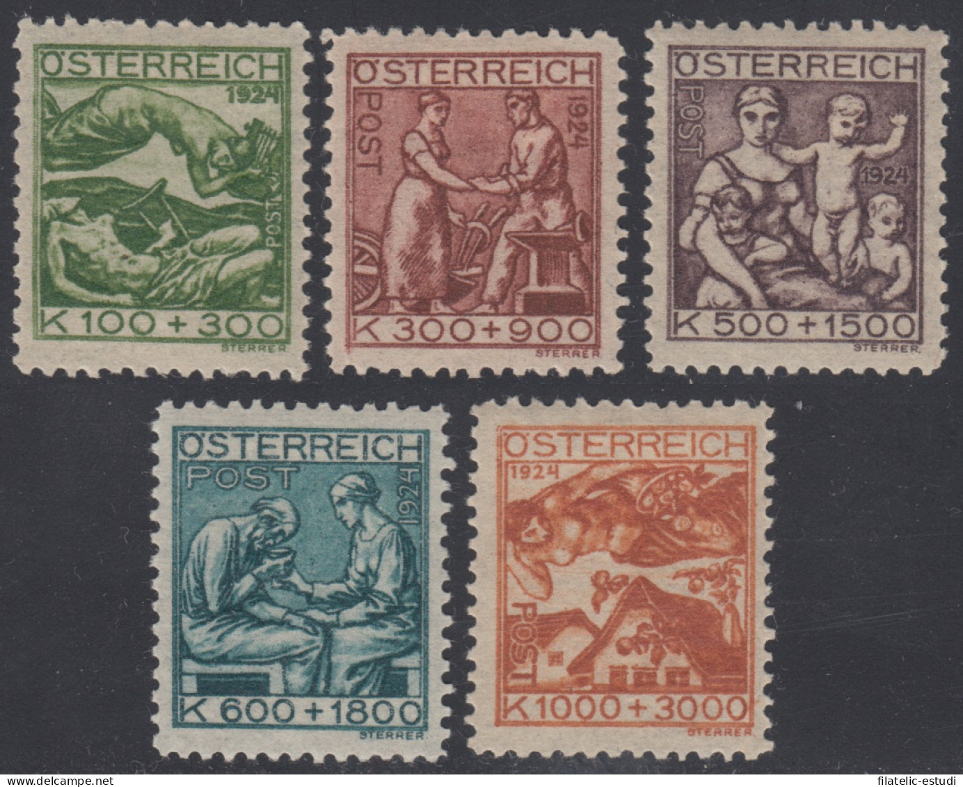 Österreich Austria 326/30 1924 Artistas Necesitados MH - Autres & Non Classés