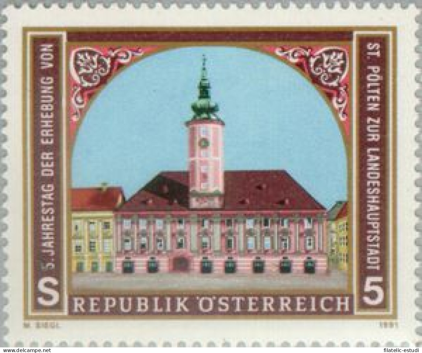 Öesterreich Austria - 1863 - 1991 5 º Aniv. De St. Pölten Como Capital De Prov - Andere & Zonder Classificatie