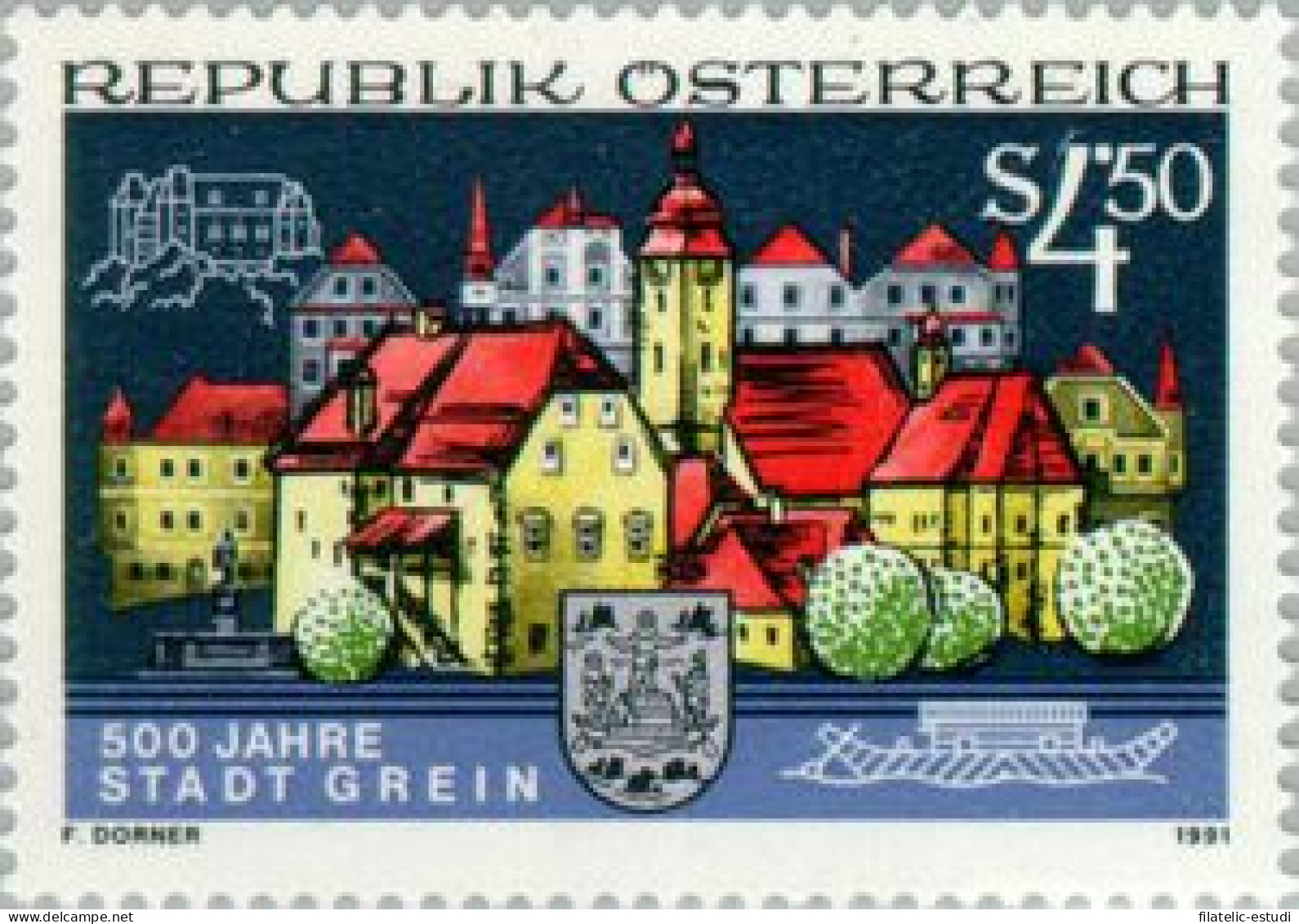 Öesterreich Austria - 1857 - 1991 500º Aniv. De La Ciudad De Grein Lujo - Otros & Sin Clasificación