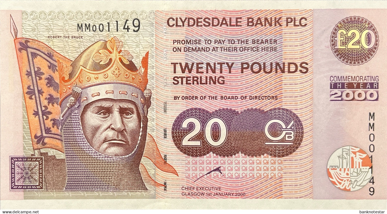 Scotland 20 Pounds, P-229B (1.1.2000) - UNC - Millenium Issue - 20 Pounds