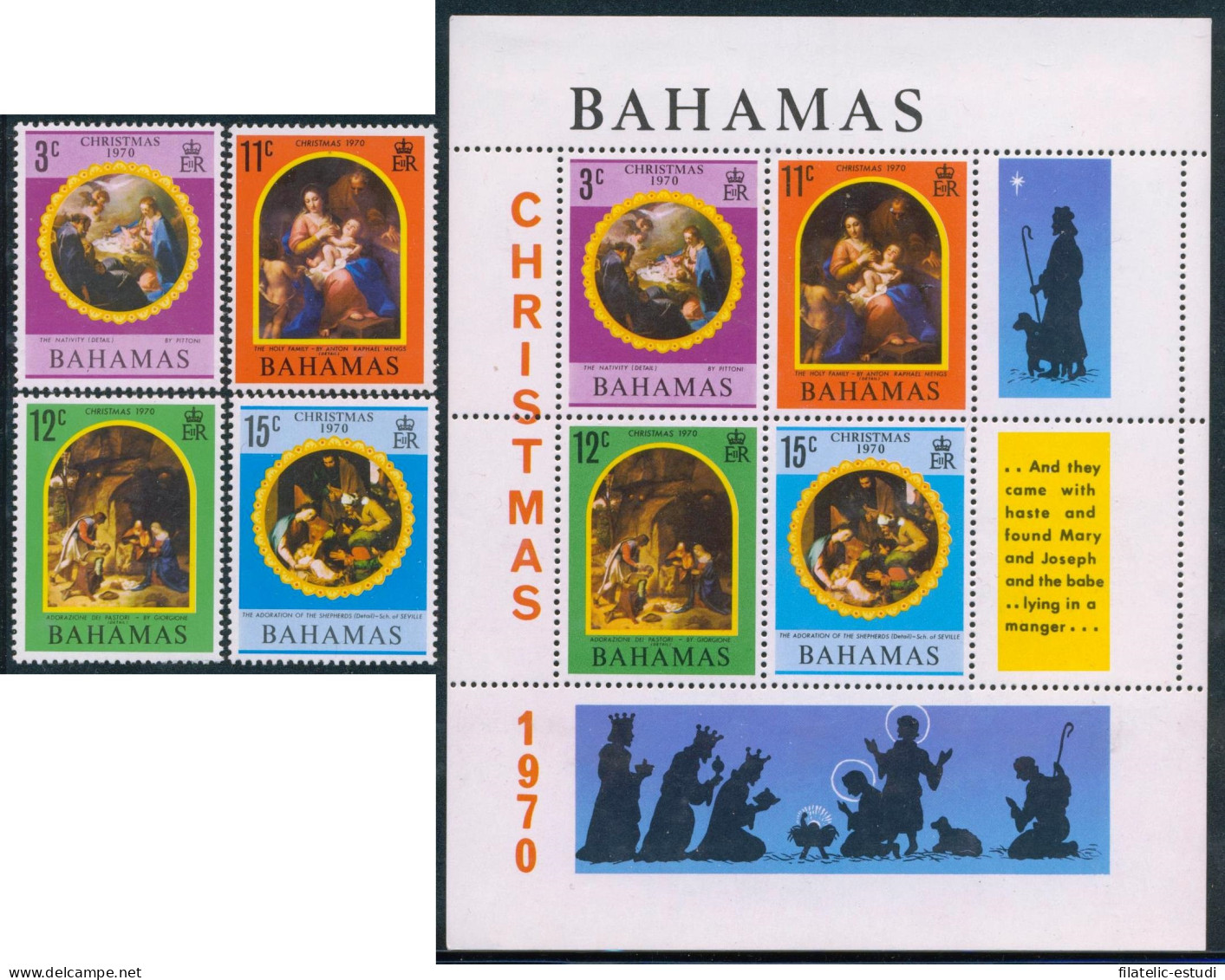 REL Bahamas  398/01 + HB 3 1970 Religión MNH - Bahamas (1973-...)