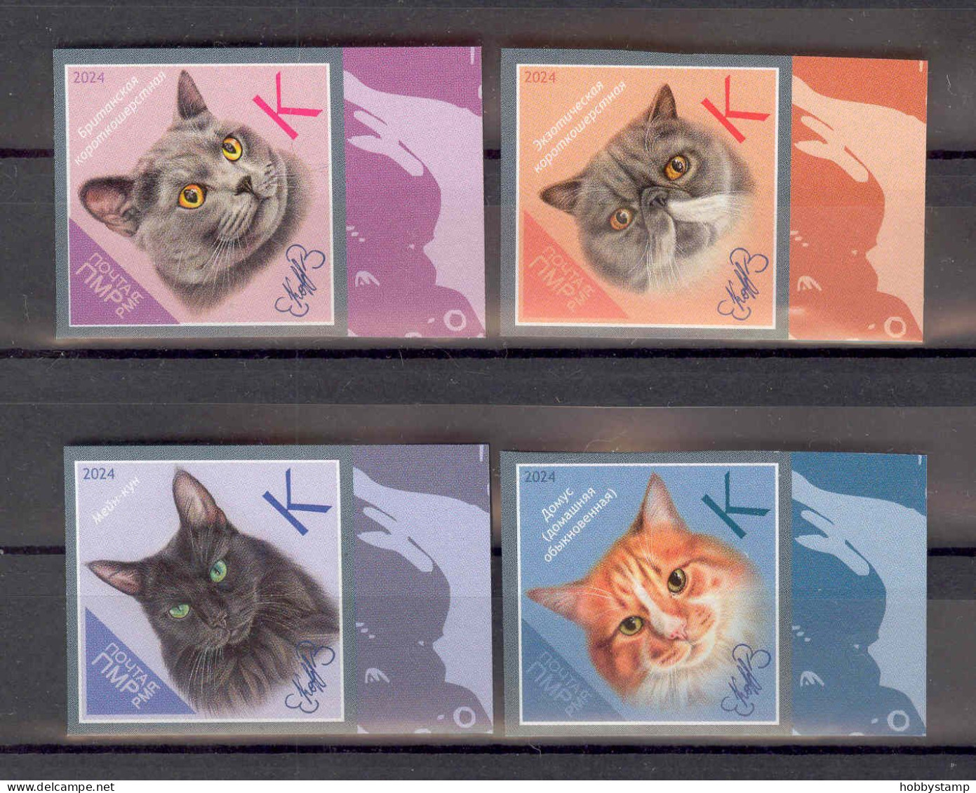 Label Transnistria 2024  Cat Breeds Cats 4v**MNH  Imperforated - Fantasie Vignetten