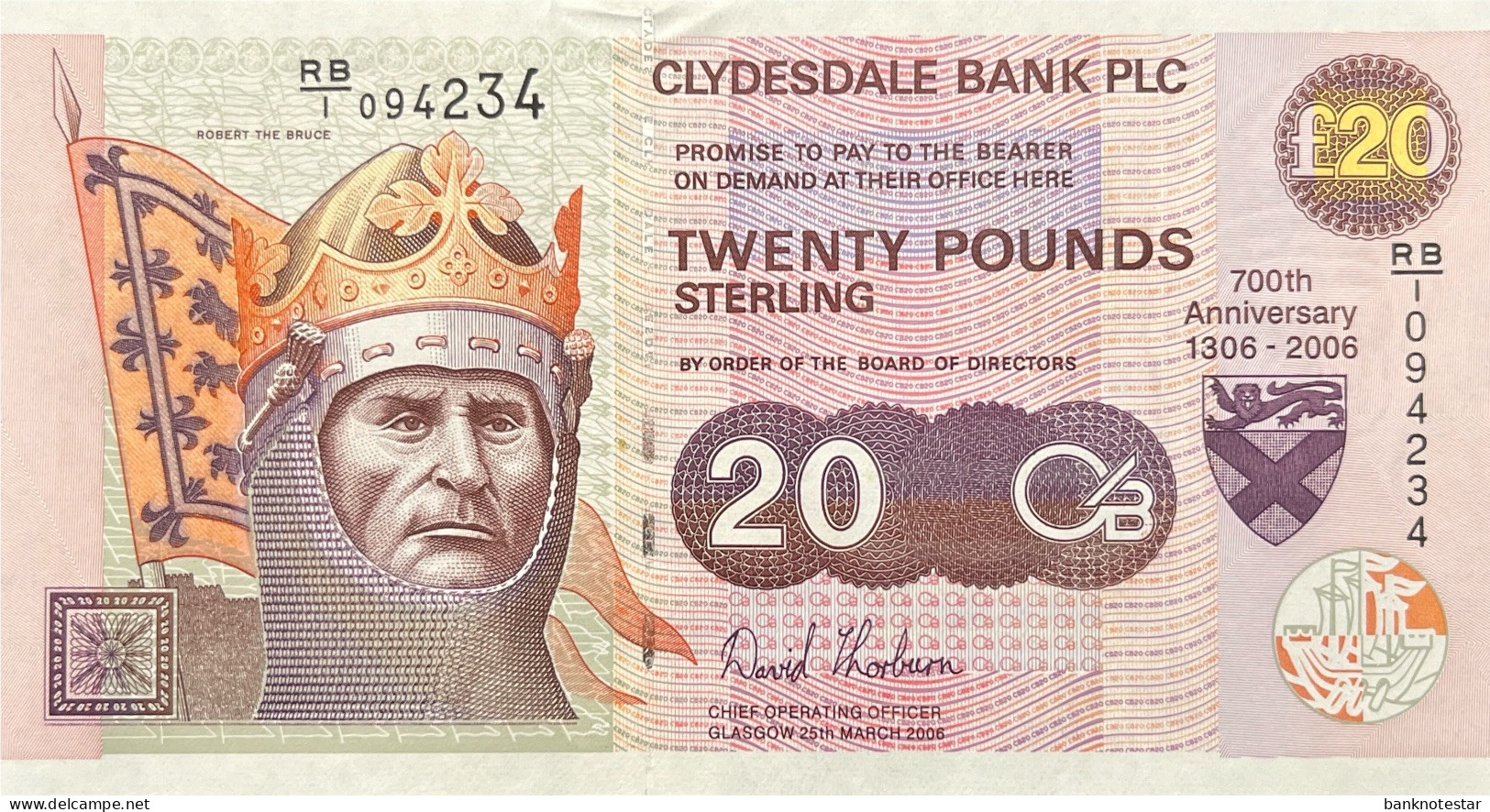 Scotland 20 Pounds, P-229G (25.3.2006) - UNC - 700 Years Scotland Issue - 20 Pounds