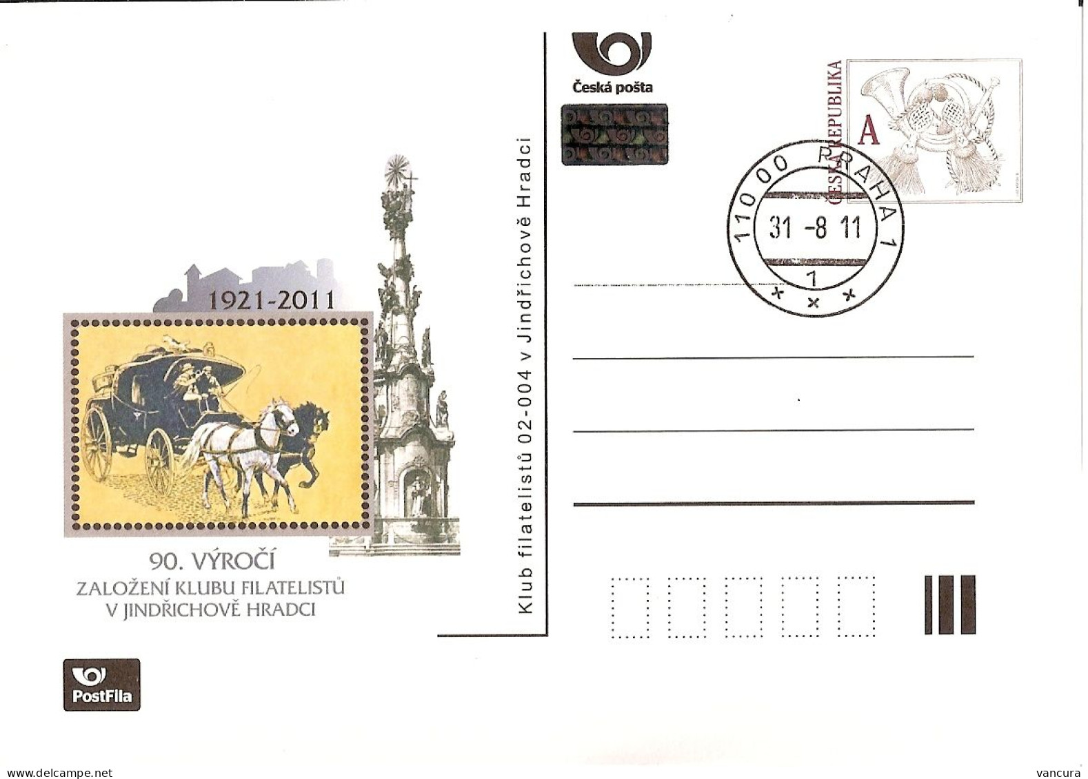 CDV A 185 Czech Republic - Jindrichuv Hradec Stamp Club Anniversary 2011 Neuhaus Coach - Postcards