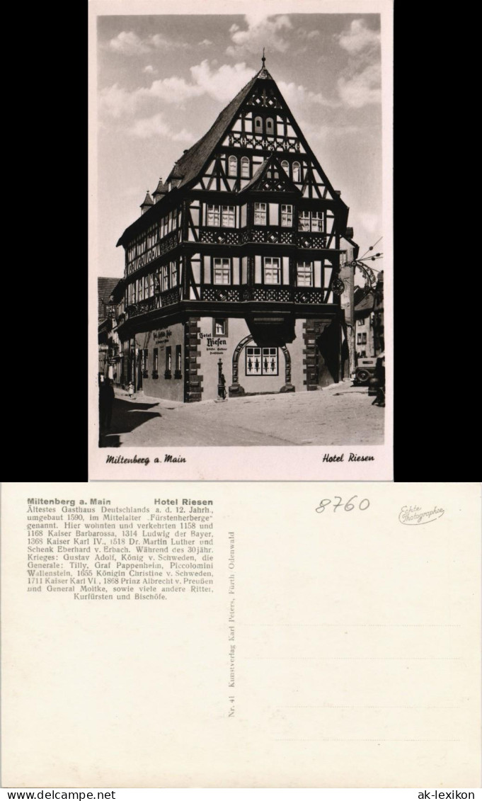 Ansichtskarte Miltenberg (Main) Gasthaus Hotel Zum Riesen 1950 - Miltenberg A. Main