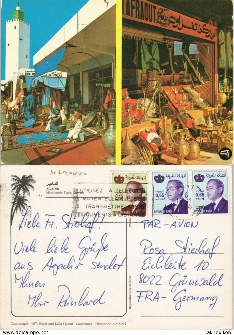 Postcard Agadir Einheimischer Markt Markthändler Marchands Tapis 1975 - Agadir