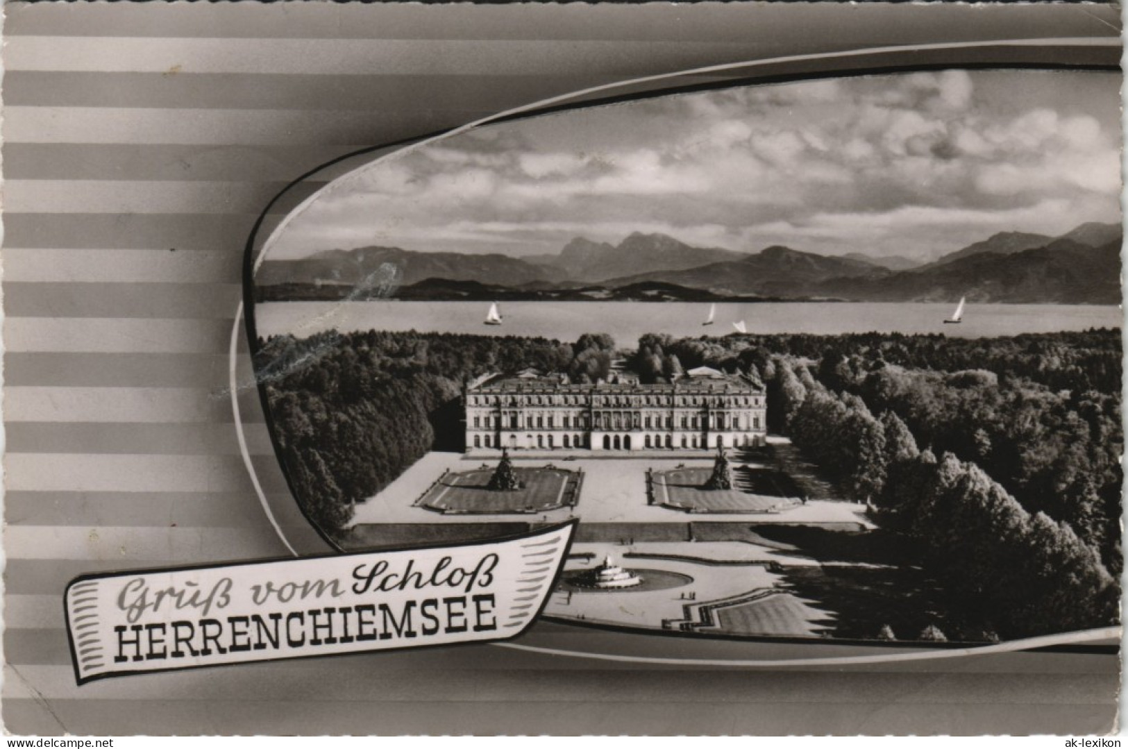 Ansichtskarte Chiemsee Luftbild 1959 - Chiemgauer Alpen