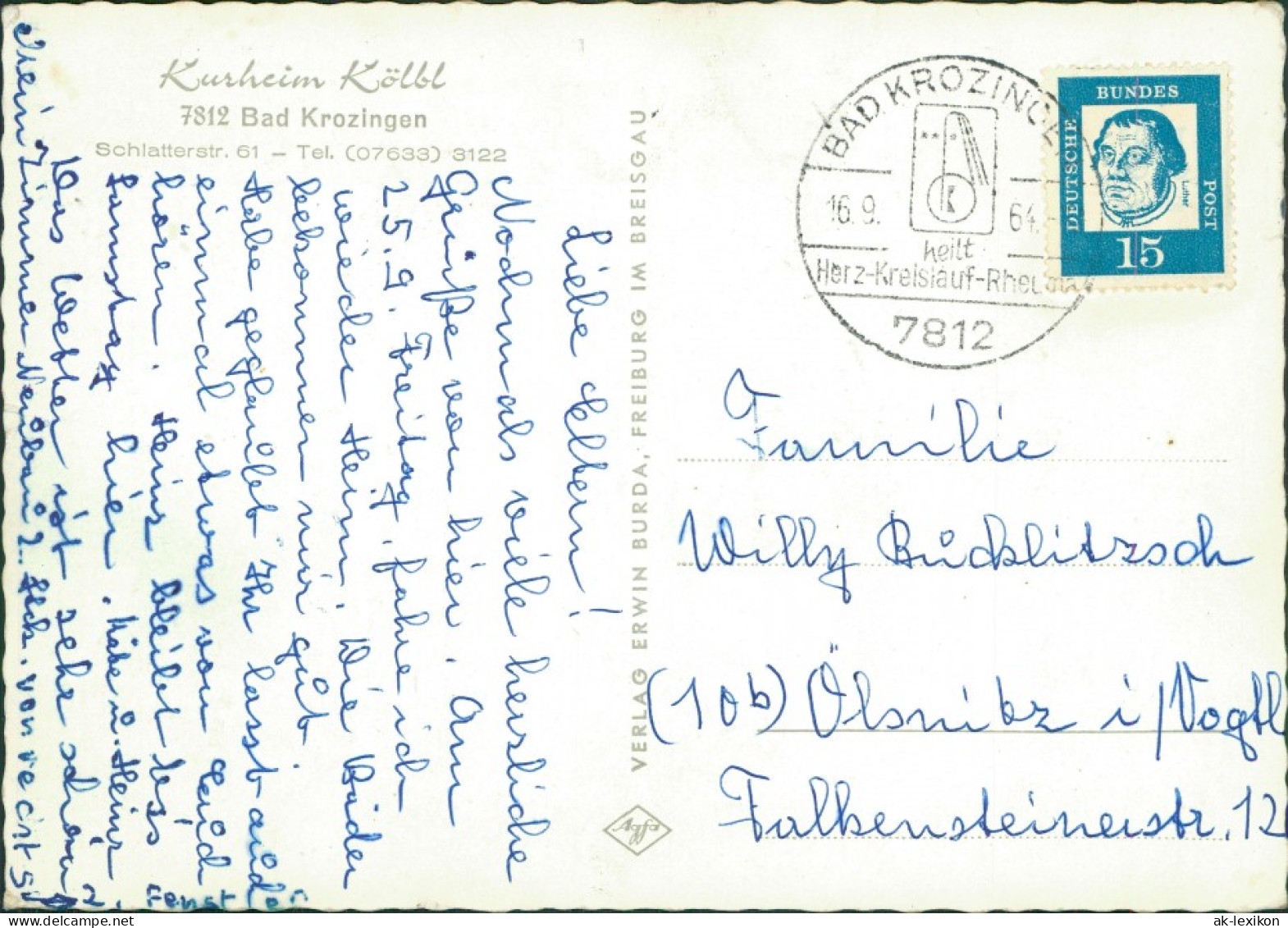 Bad Krozingen Kurheim Kölbl Schlatterstrasse Mehrbildkarte 1964 - Bad Krozingen