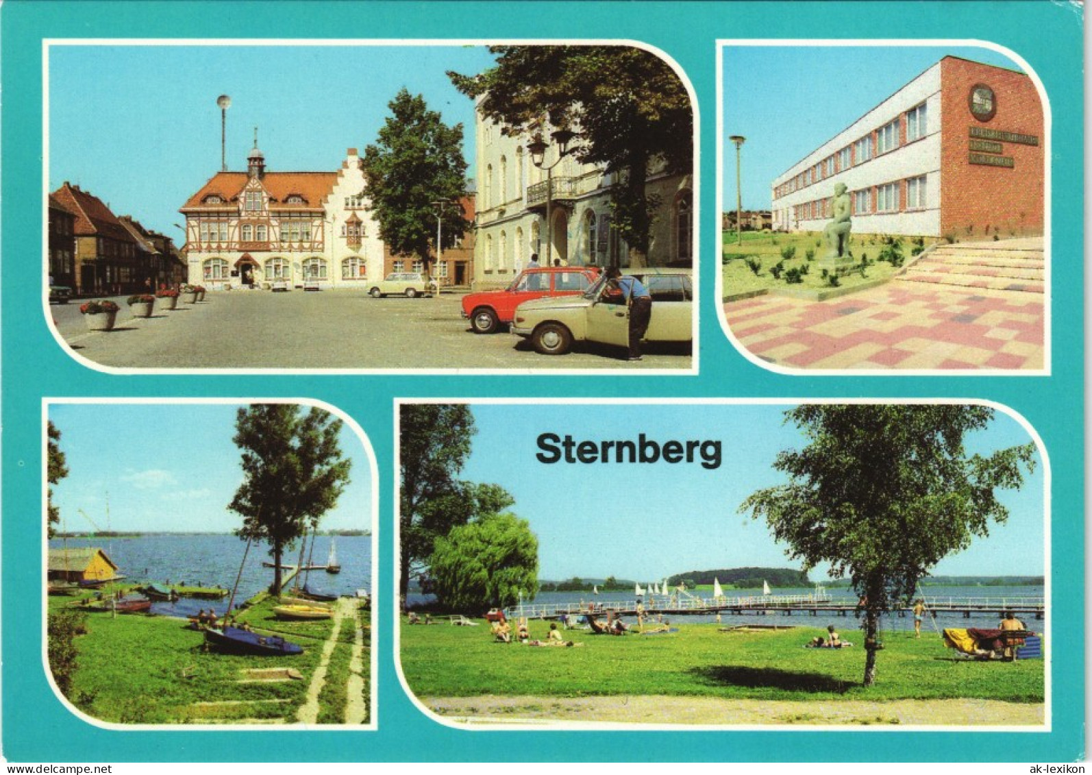 Sternberg (Mecklenburg) Karl-Liebknecht-Platz, Kreiskulturhaus   Am See 1985 - Sternberg