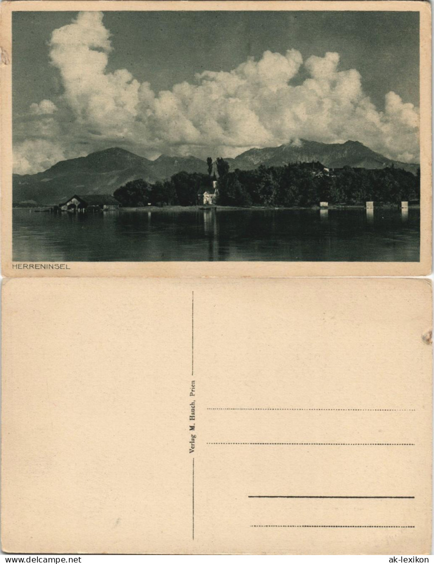 Ansichtskarte Prien Umland-Ansicht Herreninsel Fernansicht 1930 - Chiemgauer Alpen
