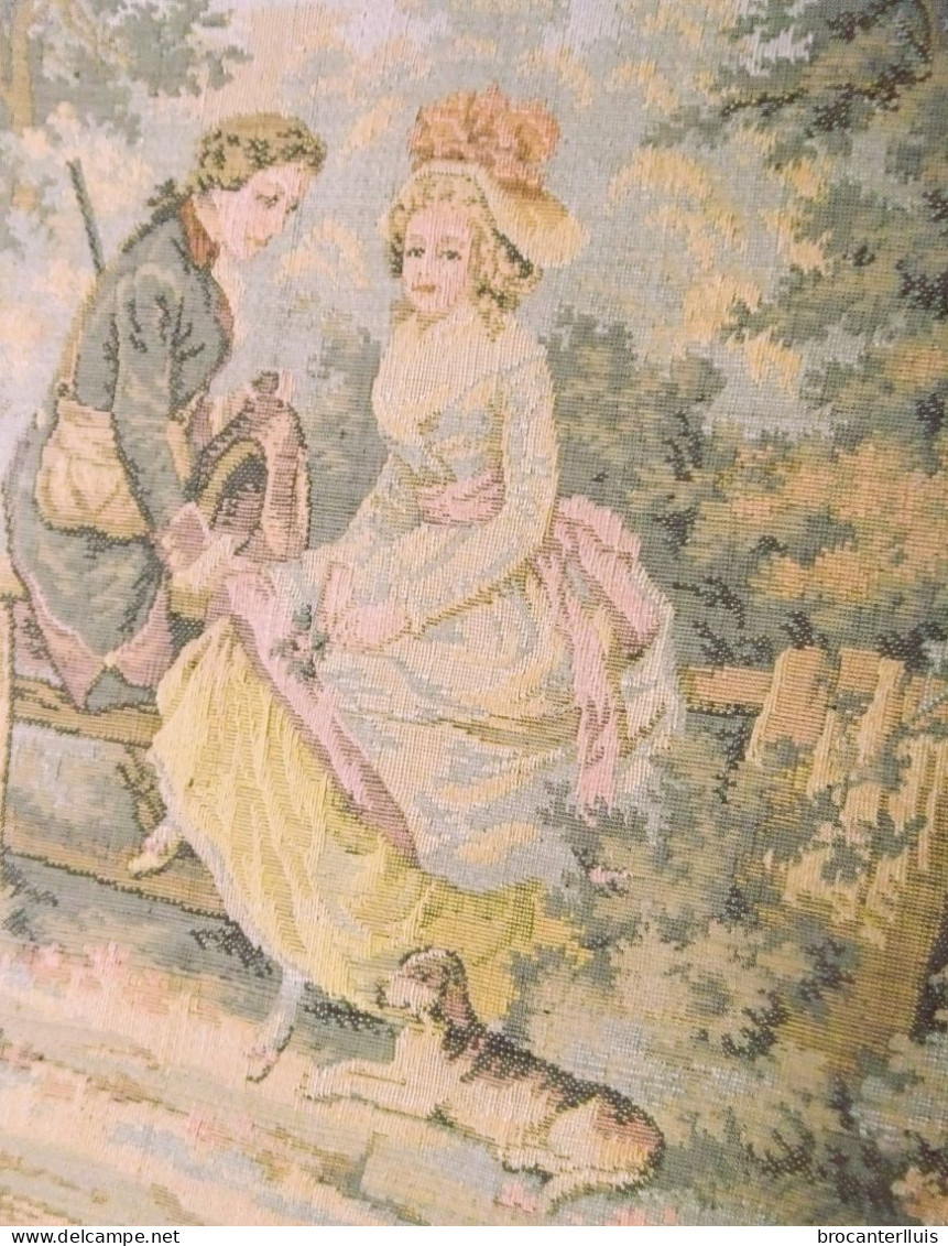 ANTIGUO TAPIZ CON ESCENA ROMÁNTICA ENMARCADO - Rugs, Carpets & Tapestry