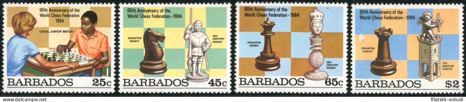 AJZ2  Barbados  Nº 600/03  1984 Ajedrez  MNH - Barbades (1966-...)