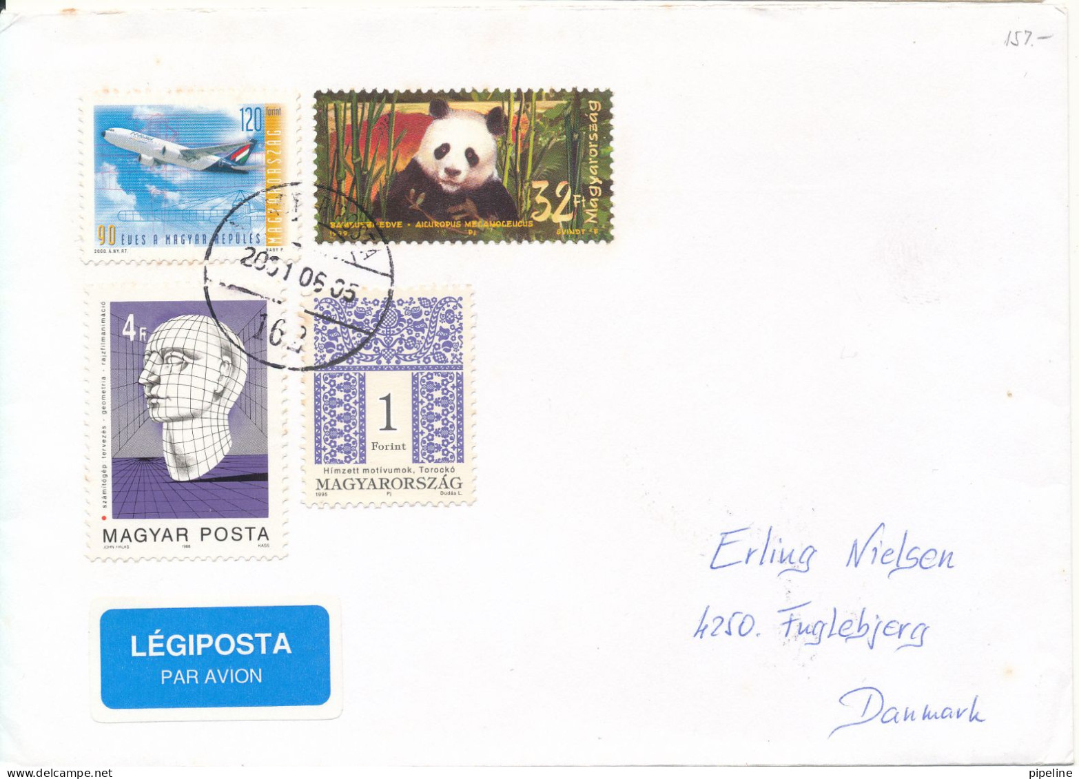 Hungary Cover Sent To Denmark 5-6-2001 Topic Stamps Incl. PANDA - Brieven En Documenten