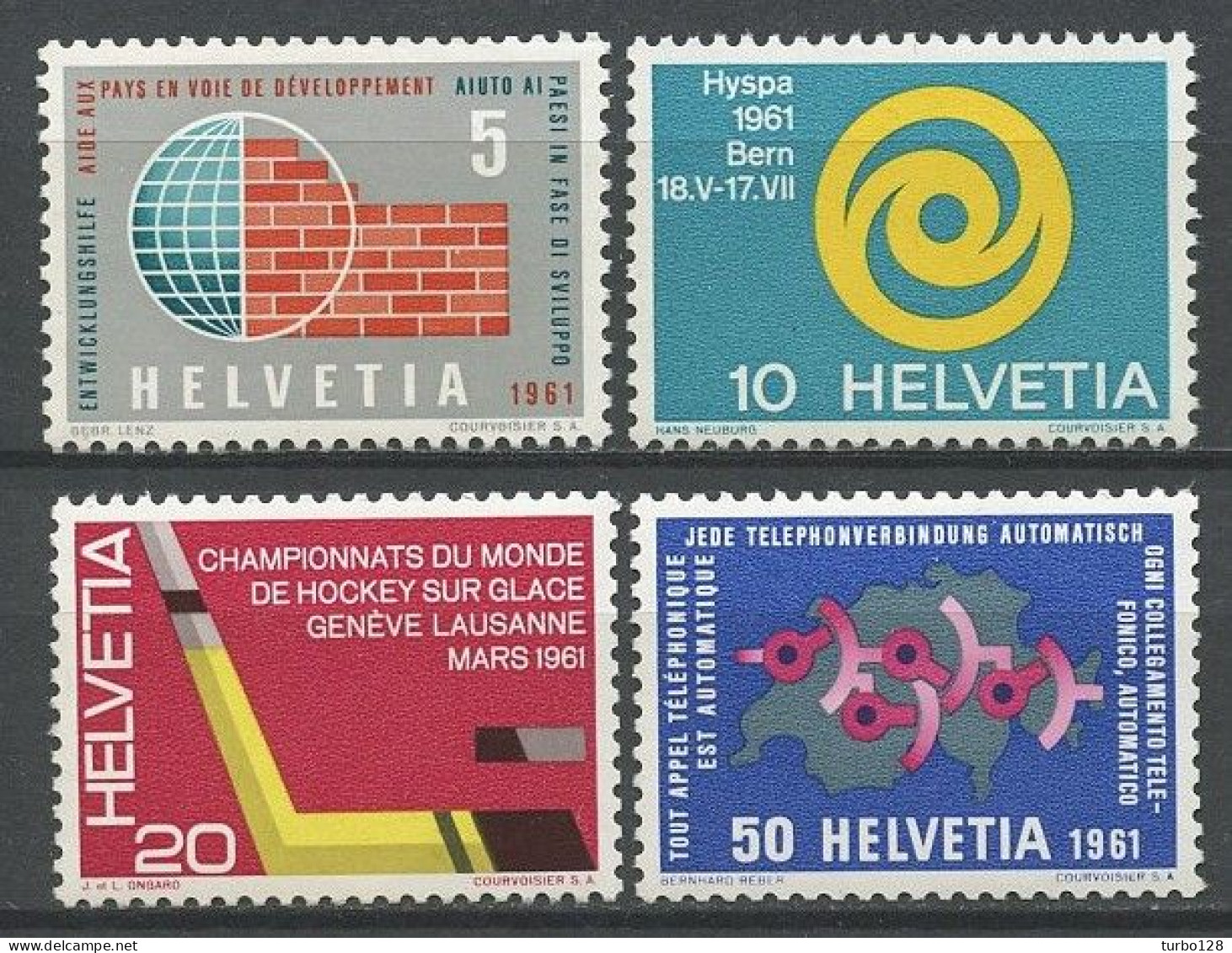 SUISSE 1961 N° 673/676 ** Neufs MNH Superbes C 4.75 € Assistance Technique Hyspa Hygiène Sports Hockey Téléphone - Nuevos