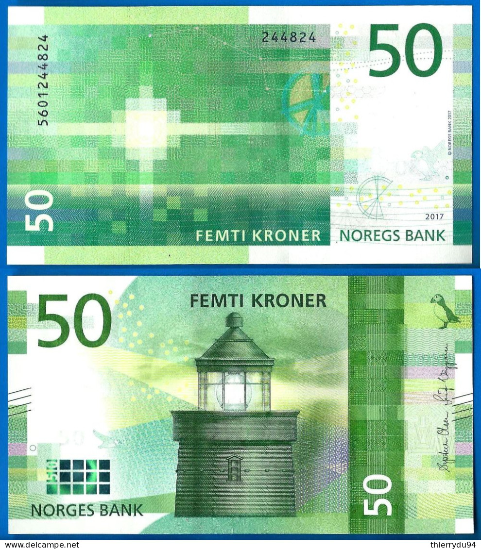Norvege 50 Couronnes 2017 NEUF UNC Norway Kroner Que Prix + Port Pingouin Phare Lighthouse Banknote Paypal Crypto OK - Norwegen