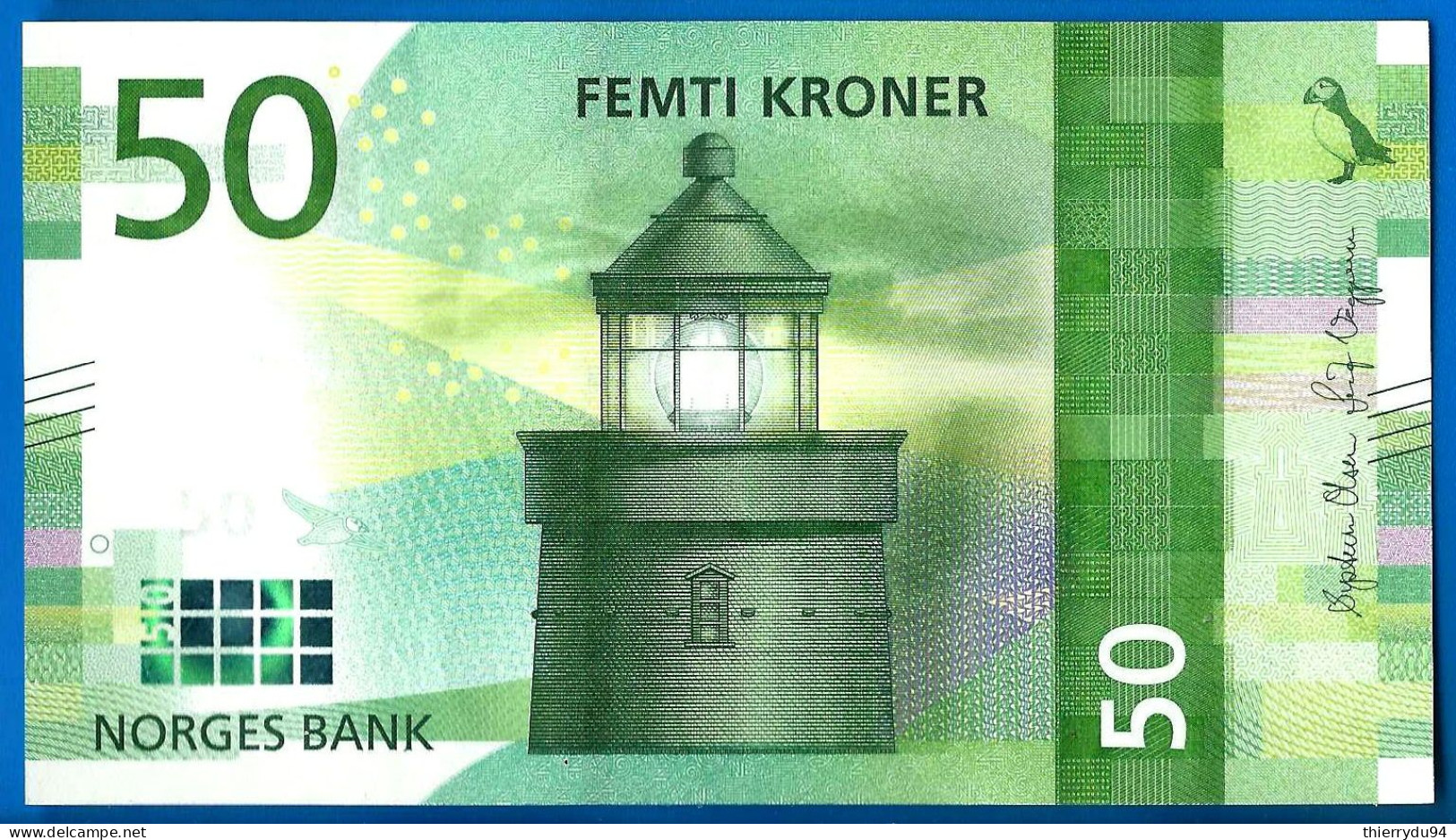 Norvege 50 Couronnes 2017 NEUF UNC Norway Kroner Que Prix + Port Pingouin Phare Lighthouse Banknote Paypal Crypto OK - Norvège