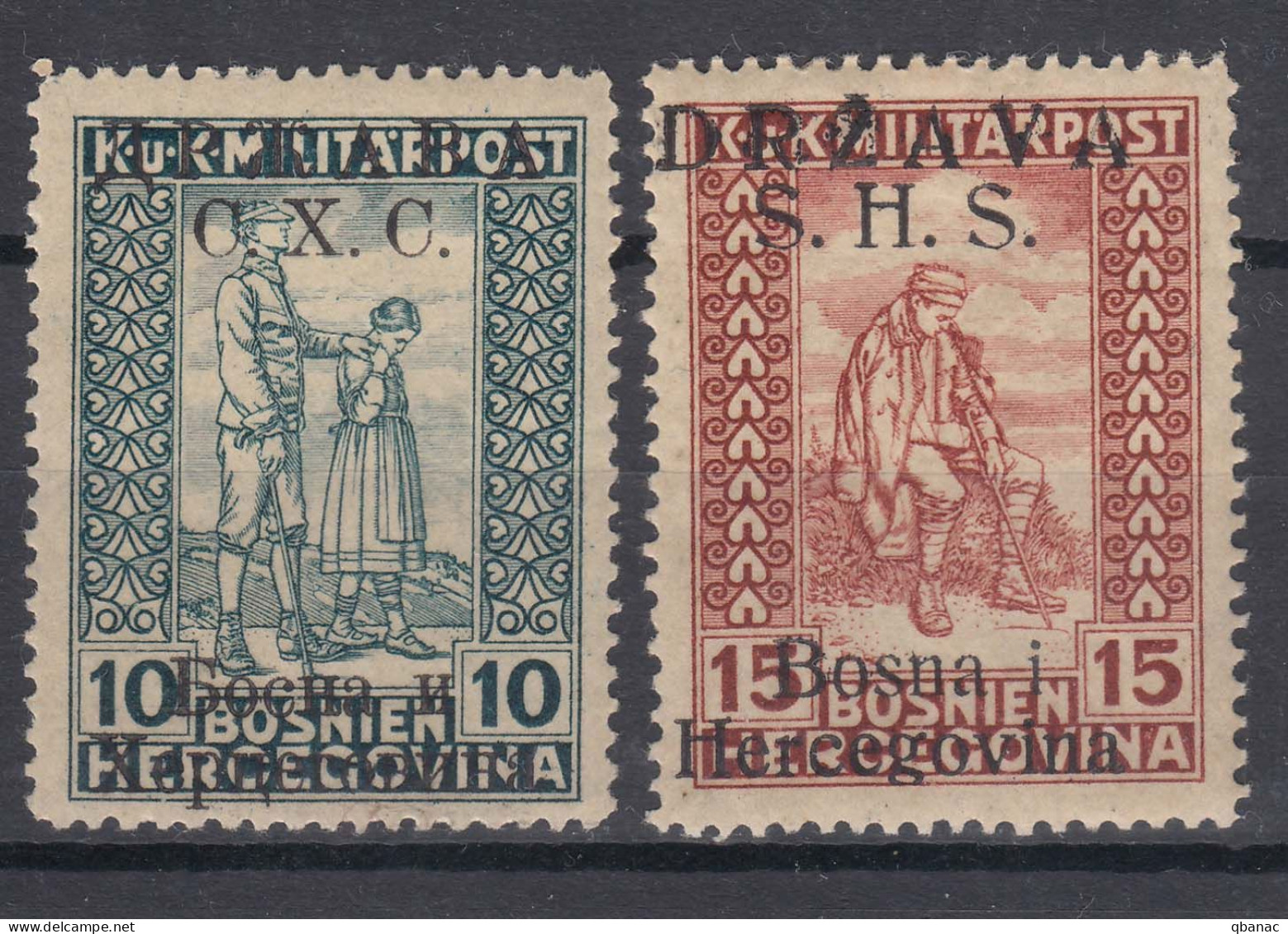 Yugoslavia Kingdom SHS, Issues For Bosnia 1918 Mi#19 II And 20 I Mint Hinged - Nuovi