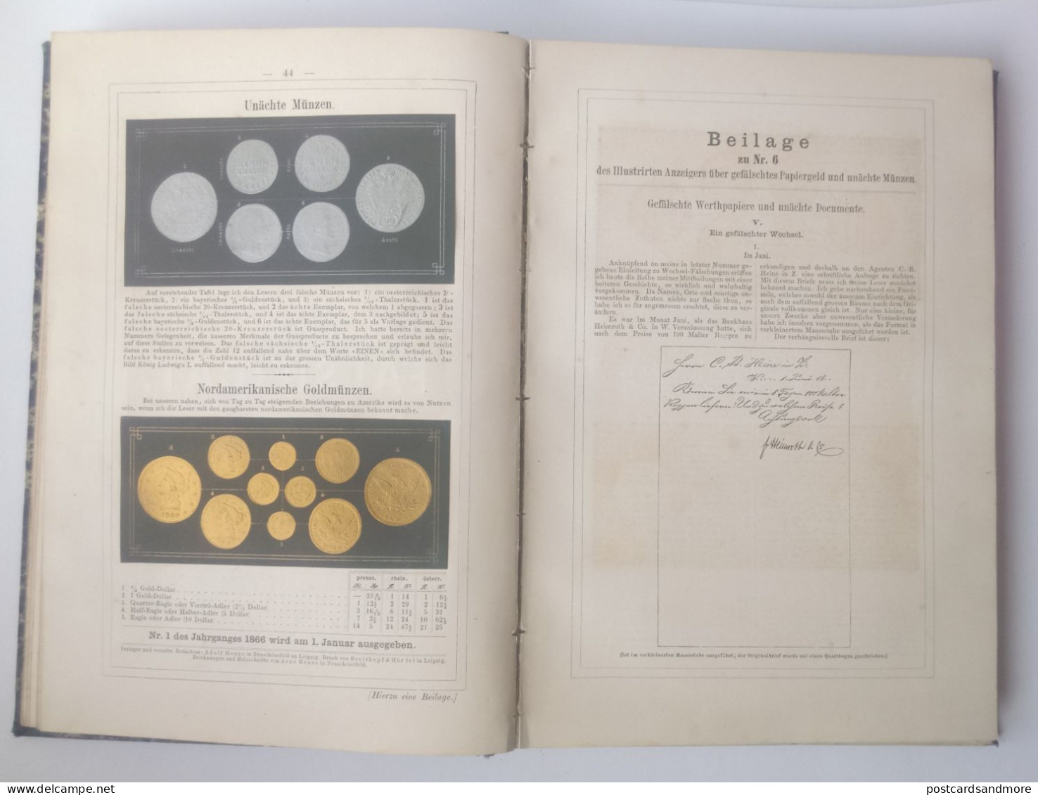 Illustrirter Anzeiger über gefälschtes Papiergeld und unächte Münzen 1865-1869 Adolf Henze Leipzig