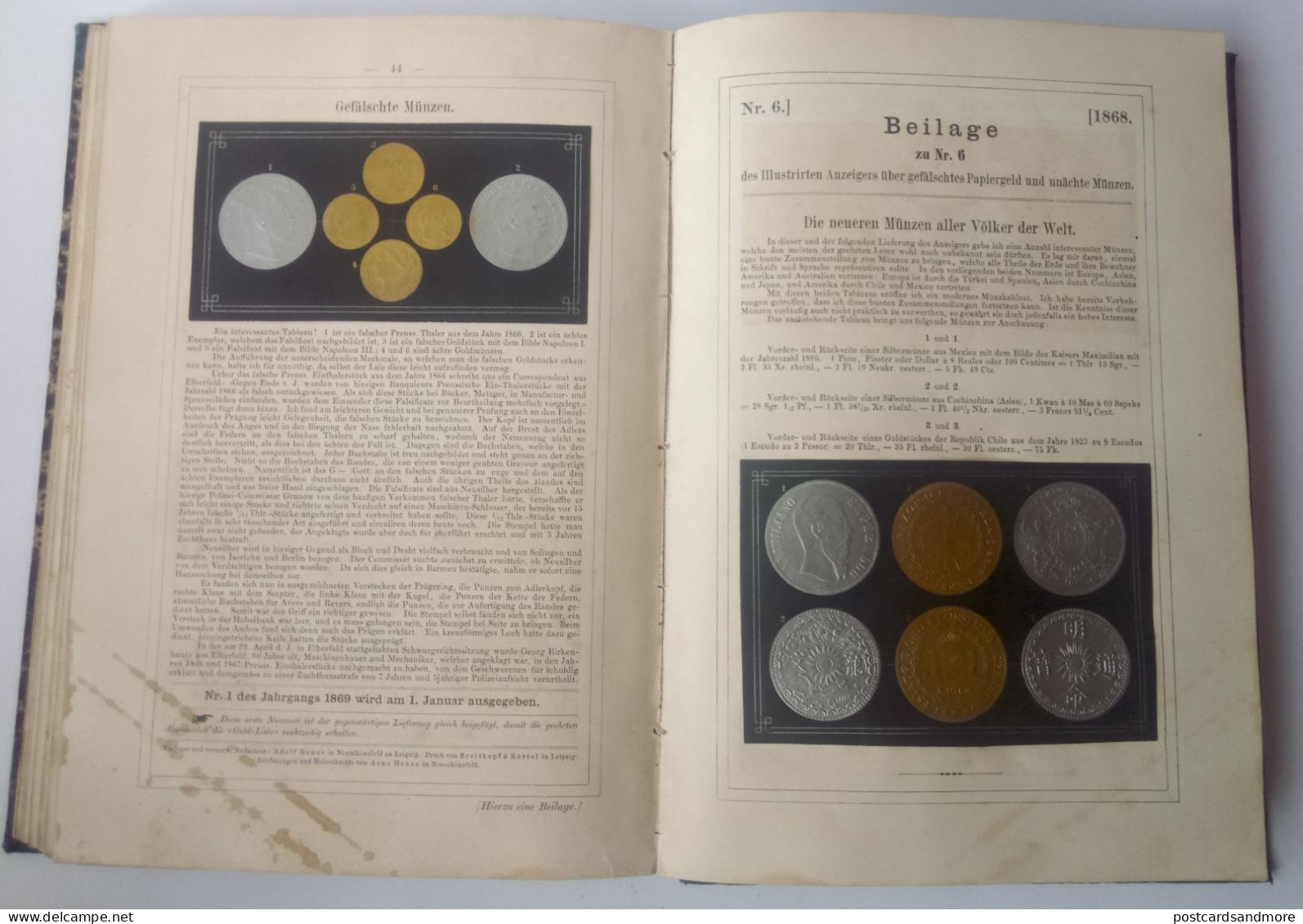 Illustrirter Anzeiger über gefälschtes Papiergeld und unächte Münzen 1865-1869 Adolf Henze Leipzig