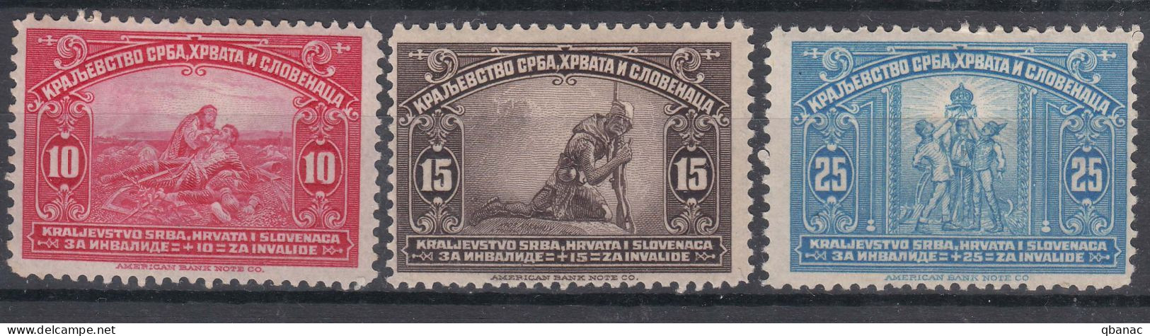 Yugoslavia Kingdom 1921 Mi#159-161 Mint Hinged - Nuevos