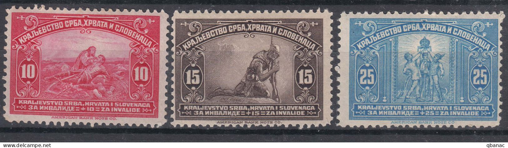 Yugoslavia Kingdom 1921 Mi#159-161 Mint Hinged - Ungebraucht