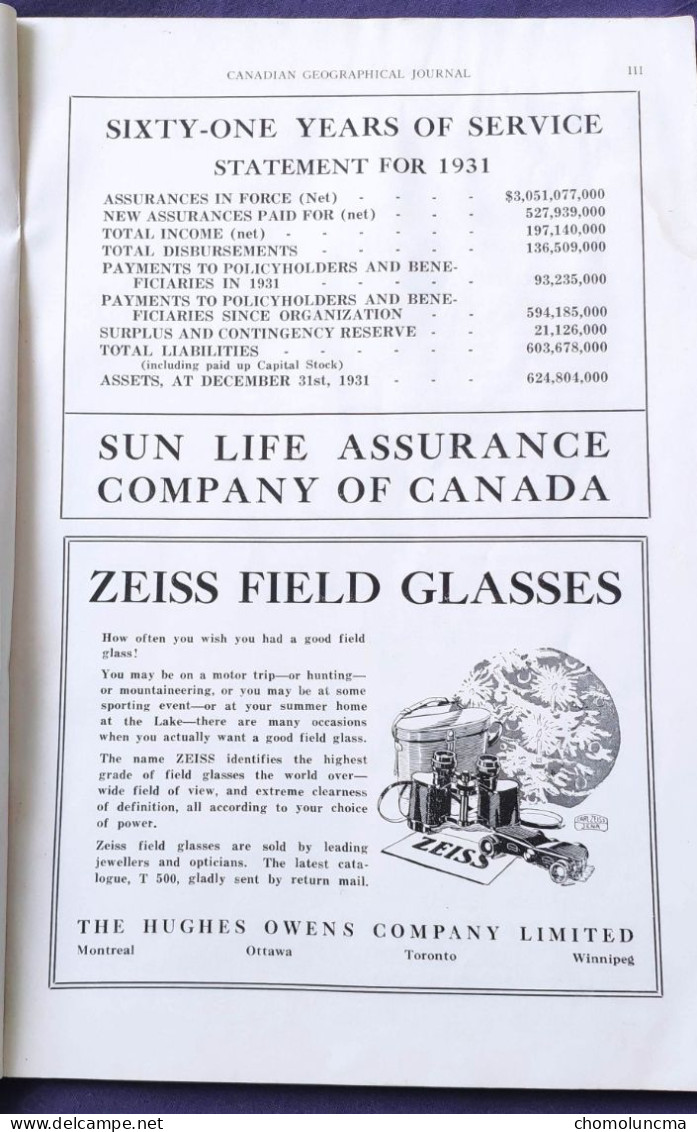 Canadian Geographical 1932 Charlottetown Etienne Brule Great Lakes Bagpipe Jamaica Add Mc Laughlin Buick Zeiss Chrysler - Géographie