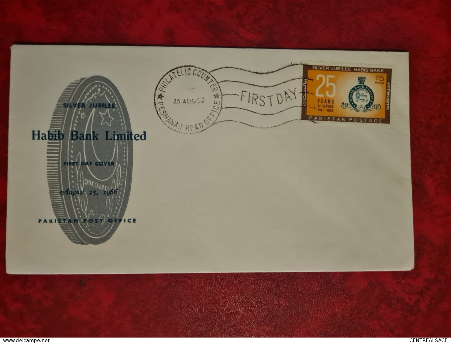 LETTRE/CARTE 1966 SOLVER JUBOLLEE HABIB BANK FDC PAKISTAN PESCHAWAR - Pakistan