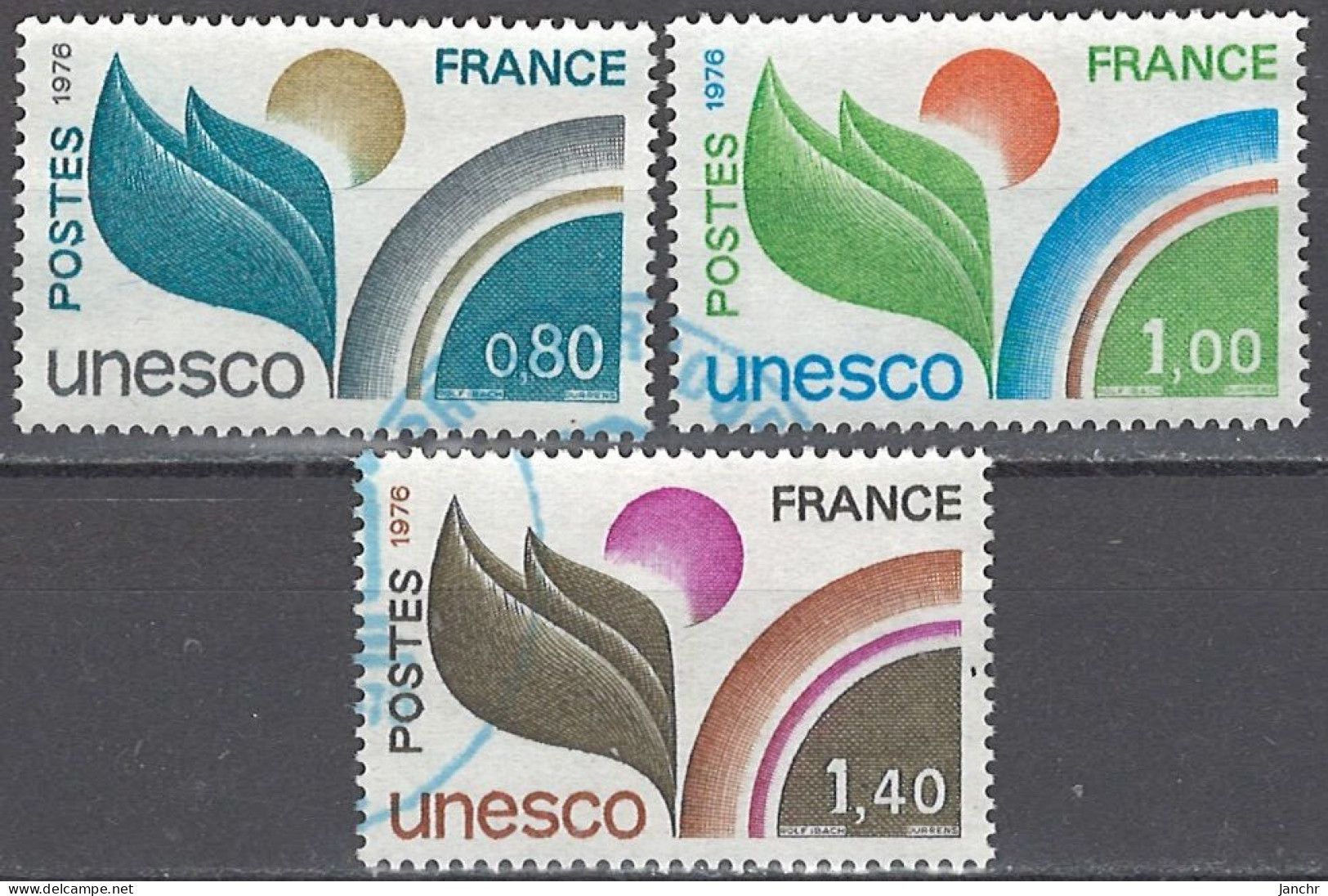 France Frankreich 1976. UNESCO. Mi.Nr. 16-18, Used O - Oblitérés