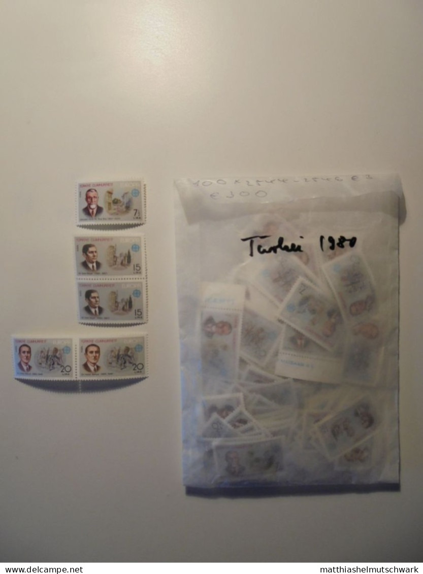 100xTürkei/1980 EUROPA Stamps - Famous People Satz Mit 3 Briefmarken Postfrisch € 300 Katalog - Preis, Mi Nr. 2510-2512 - Ongebruikt