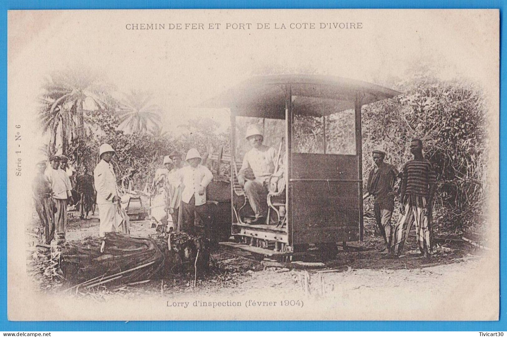 CPA DOS NON DIVISE - CHEMIN DE FER ET PORT COTE-D'IVOIRE - LORRY D'INSPECTION (FEVRIER 1904) - Ivory Coast